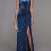 Alyce Paris - 27507 V Neck Velvet Slit Dress