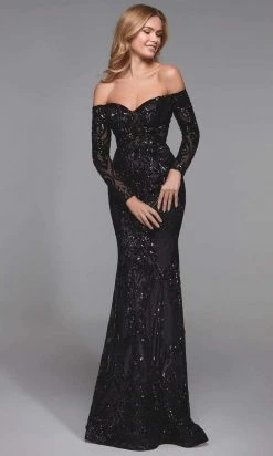 Alyce Paris - 27544 Off Shoulder Sequined Evening Gown