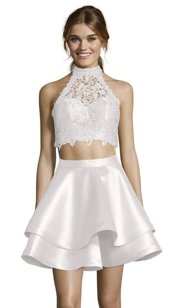 Alyce Paris - 3735 Two Piece Halter Lace Cocktail Dress 15 Alyce Paris - 3735 Two Piece Halter Lace Cocktail Dress