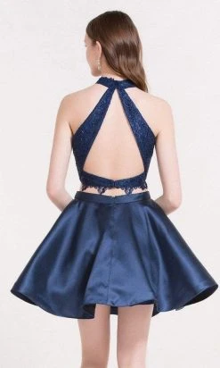 Alyce Paris - 3735 Two Piece Halter Lace Cocktail Dress 27 Alyce Paris - 3735 Two Piece Halter Lace Cocktail Dress