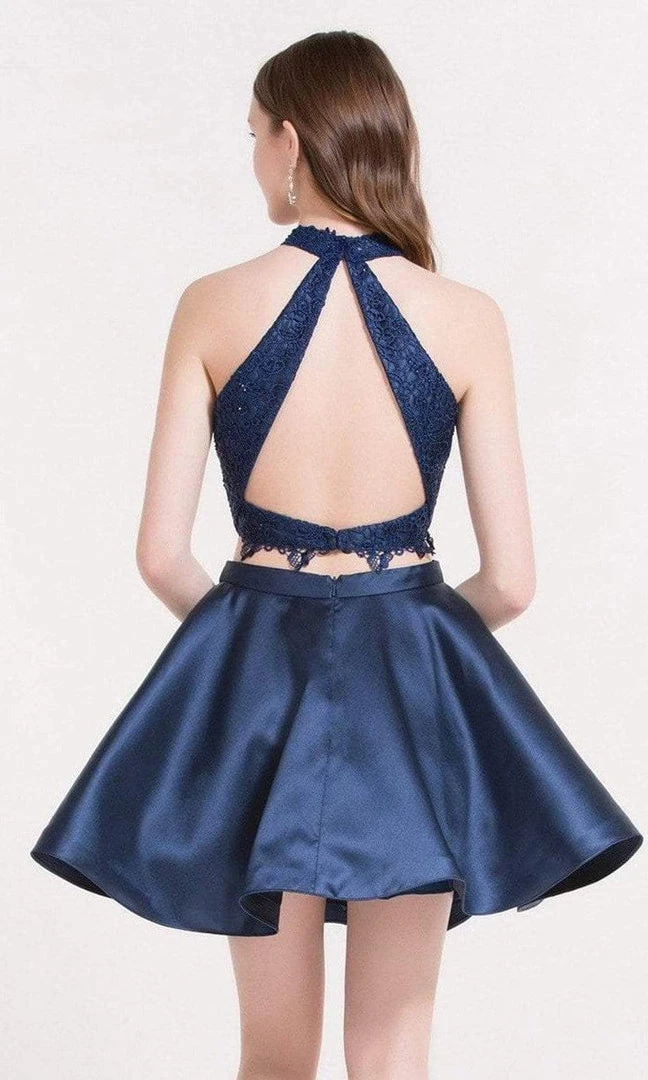 Alyce Paris - 3735 Two Piece Halter Lace Cocktail Dress 4 Alyce Paris - 3735 Two Piece Halter Lace Cocktail Dress