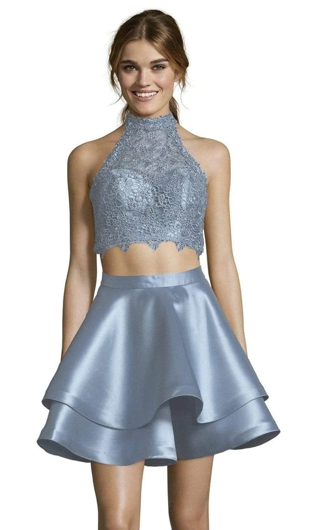 Alyce Paris - 3735 Two Piece Halter Lace Cocktail Dress 23 Alyce Paris - 3735 Two Piece Halter Lace Cocktail Dress