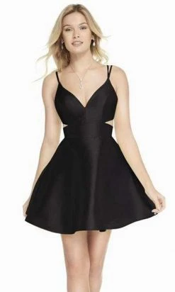 Alyce Paris - 3879 V Neck Cutout Bandeau Back Mikado Cocktail Dress