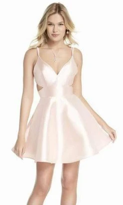 Alyce Paris - 3879 V Neck Cutout Bandeau Back Mikado Cocktail Dress