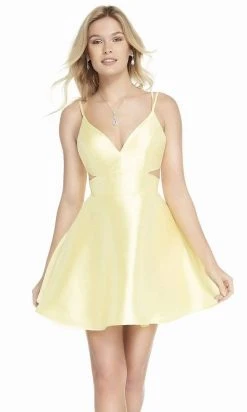 Alyce Paris - 3879 V Neck Cutout Bandeau Back Mikado Cocktail Dress