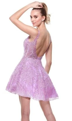 Alyce Paris - 3950 Open Back Glittered Short Dress