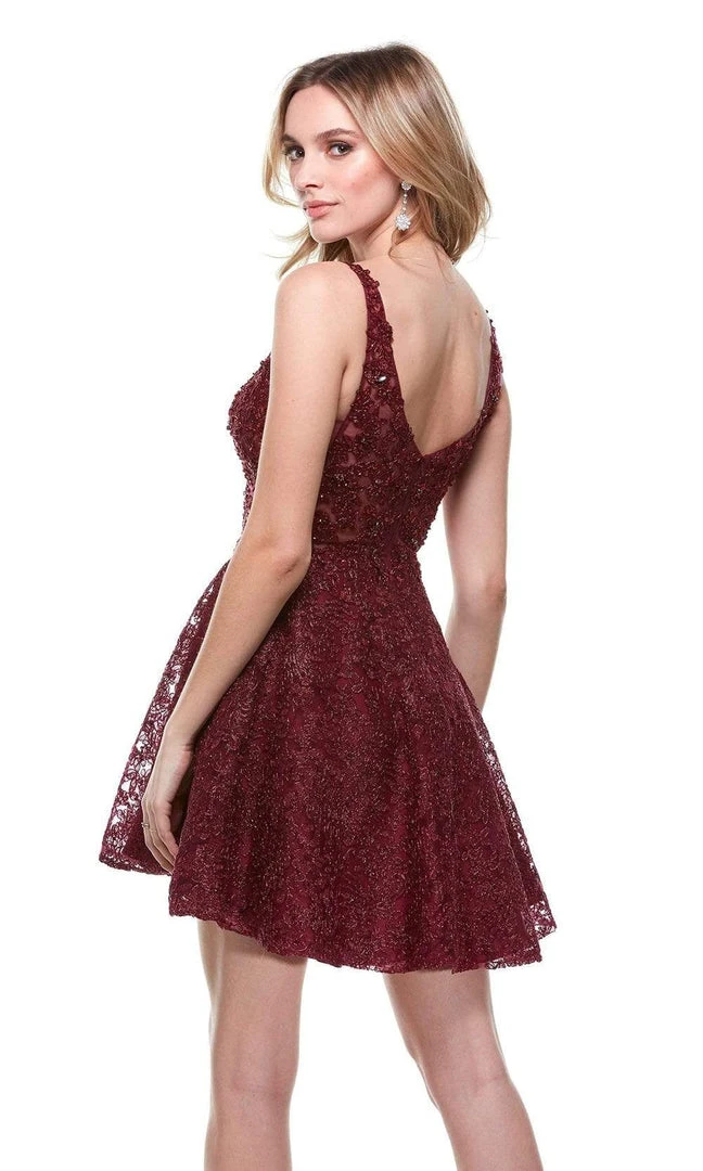 Alyce Paris - 3960 V Neck Lace Short Dress 4 Alyce Paris - 3960 V Neck Lace Short Dress