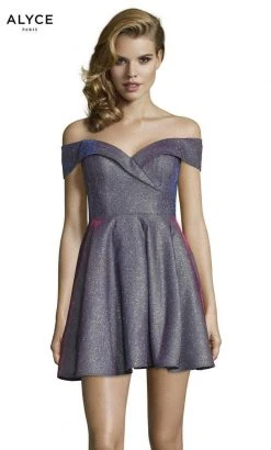 Alyce Paris 4184 - Off Shoulder A-Line Short Dress