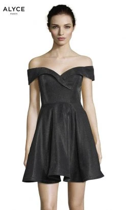 Alyce Paris 4184 - Off Shoulder A-Line Short Dress