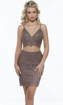 Alyce Paris 4364 - Sleeveless Deep V-neck Short Dress