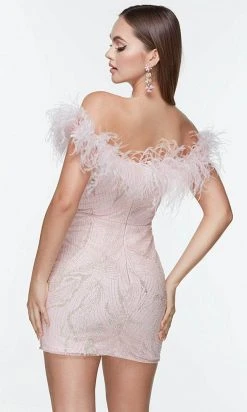 Alyce Paris 4500 - Feathered Off Shoulder Cocktail Dress
