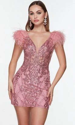 Alyce Paris 4501 - Plunging V-Neck Sequin Cocktail Dress