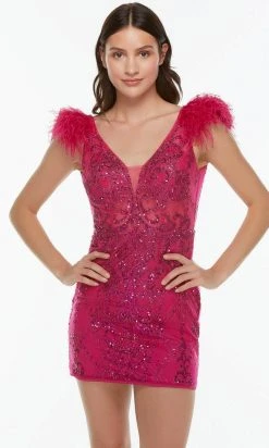Alyce Paris 4501 - Plunging V-Neck Sequin Cocktail Dress