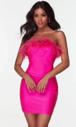 Alyce Paris 4524 - Feathered Strapless Cocktail Dress
