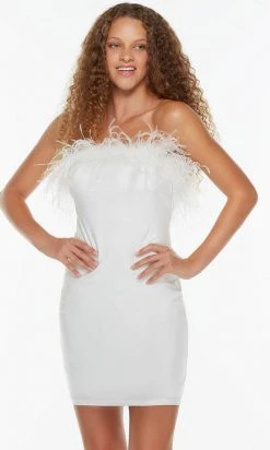Alyce Paris 4524 - Feathered Strapless Cocktail Dress