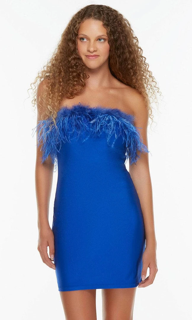 Alyce Paris 4524 - Feathered Strapless Fitted Cocktail Dress 10 Alyce Paris 4524 - Feathered Strapless Fitted Cocktail Dress
