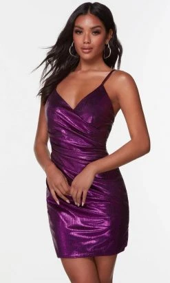 Alyce Paris 4532 - V-Neck Metallic Cocktail Dress