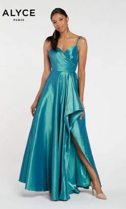 Alyce Paris - 60094 Surplice Bodice Taffeta High Slit A-Line Gown