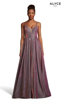 Alyce Paris - 60564 Shimmering Sleeveless High Slit A-Line Gown