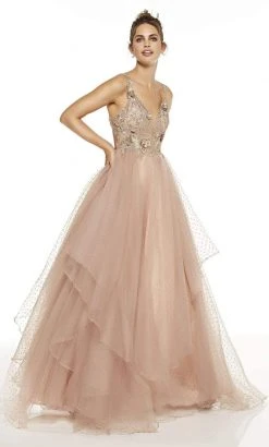 Alyce Paris - 60667 Embellished A-line Dotted Long Dress