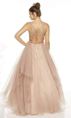 Alyce Paris - 60667 Embellished A-line Dotted Long Dress