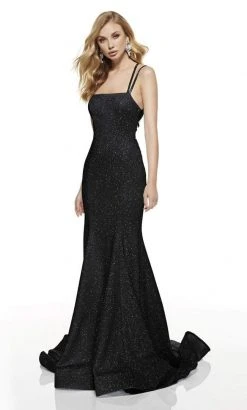 Alyce Paris - 60692 Cutout Strappy Back Glitter Jersey Mermaid Gown