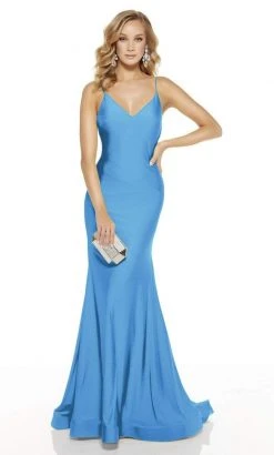 Alyce Paris - 60773 V Neck Spaghetti Strap Open Back Mermaid Gown