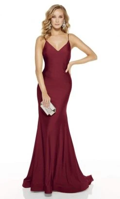 Alyce Paris - 60773 V Neck Spaghetti Strap Open Back Mermaid Gown