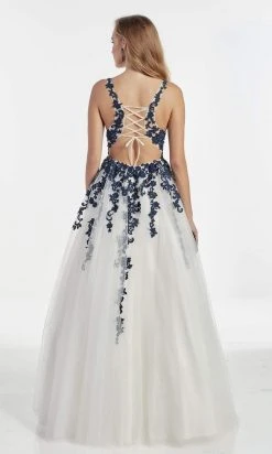 Alyce Paris - 60889 Lace Plunging V Neck Tulle A-line Gown