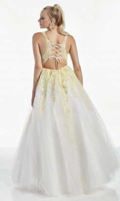 Alyce Paris - 60889 Lace Plunging V Neck Tulle A-line Gown