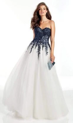 Alyce Paris - 60890 Strapless Lace Appliqued Bodice Tulle Gown