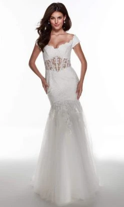 Alyce Paris - 60925 Lace Corset Bodice Tulle Mermaid Gown 7 Alyce Paris - 60925 Lace Corset Bodice Tulle Mermaid Gown