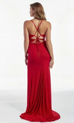 Alyce Paris - 60962 V Neck Sparkle Jersey Sheath Dress