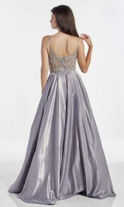 Alyce Paris - 60971 V-Neck Beaded Bodice Satin A-Line Gown