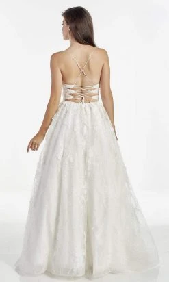 Alyce Paris - 60989 Spaghetti Strap Crisscross Back 3D Lace Gown