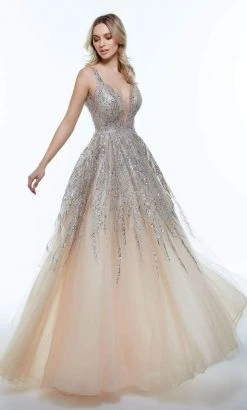 Alyce Paris - 61002 Trailing Sequin Tulle A-Line Dress
