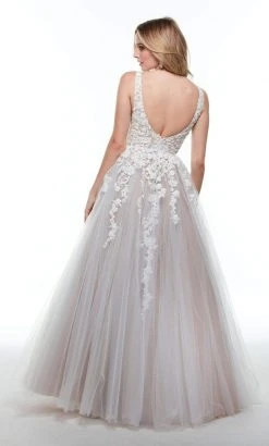 Alyce Paris - 61015 Illusion Plunge Neck Lace Applique Tulle Ballgown