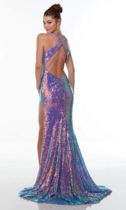 Alyce Paris - 61144 Sleeveless Sequined High Slit Gown 10 Alyce Paris - 61144 Sleeveless Sequined High Slit Gown
