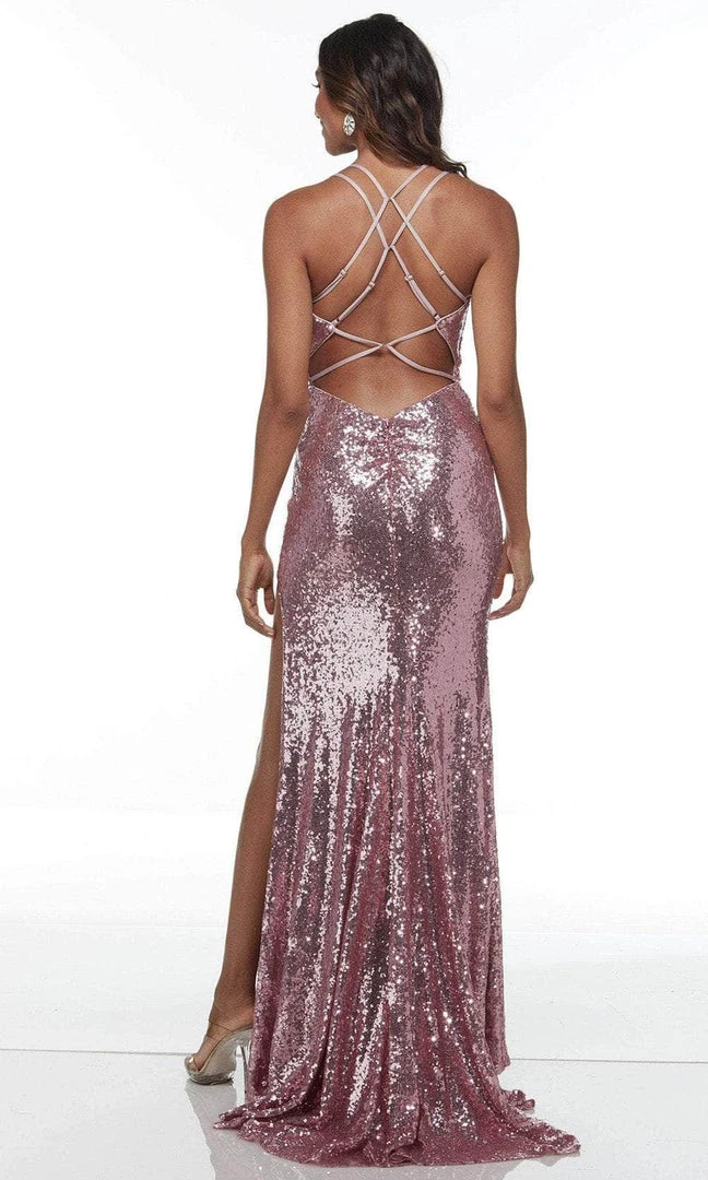 Alyce Paris 61145 - Dual Straps Sequined Dress 8 Alyce Paris 61145 - Dual Straps Sequined Dress