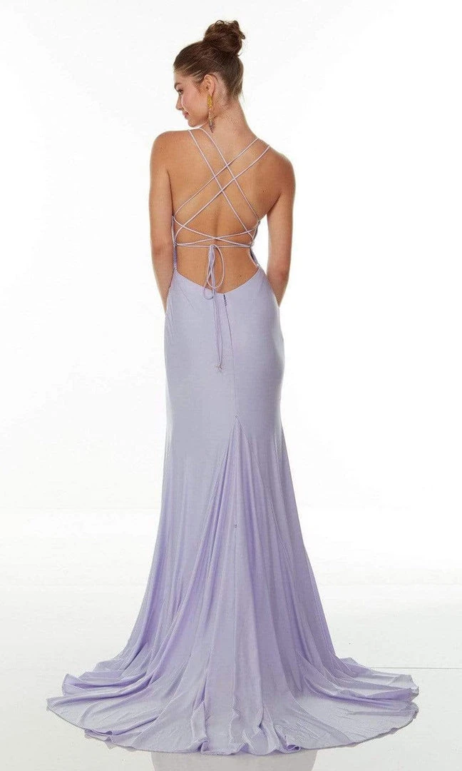 Alyce Paris - 61156 Shirred High Slit Gown 8 Alyce Paris - 61156 Shirred High Slit Gown