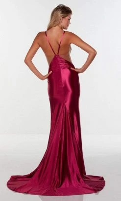 Alyce Paris - 61161 Halter Side Sheer Satin Gown