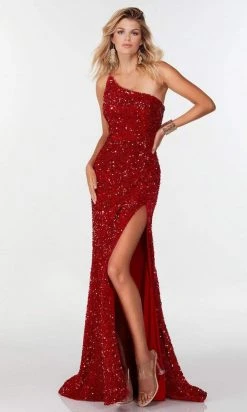 Alyce Paris - 61180 Sequined Asymmetric Slit Long Gown 8 Alyce Paris - 61180 Sequined Asymmetric Slit Long Gown
