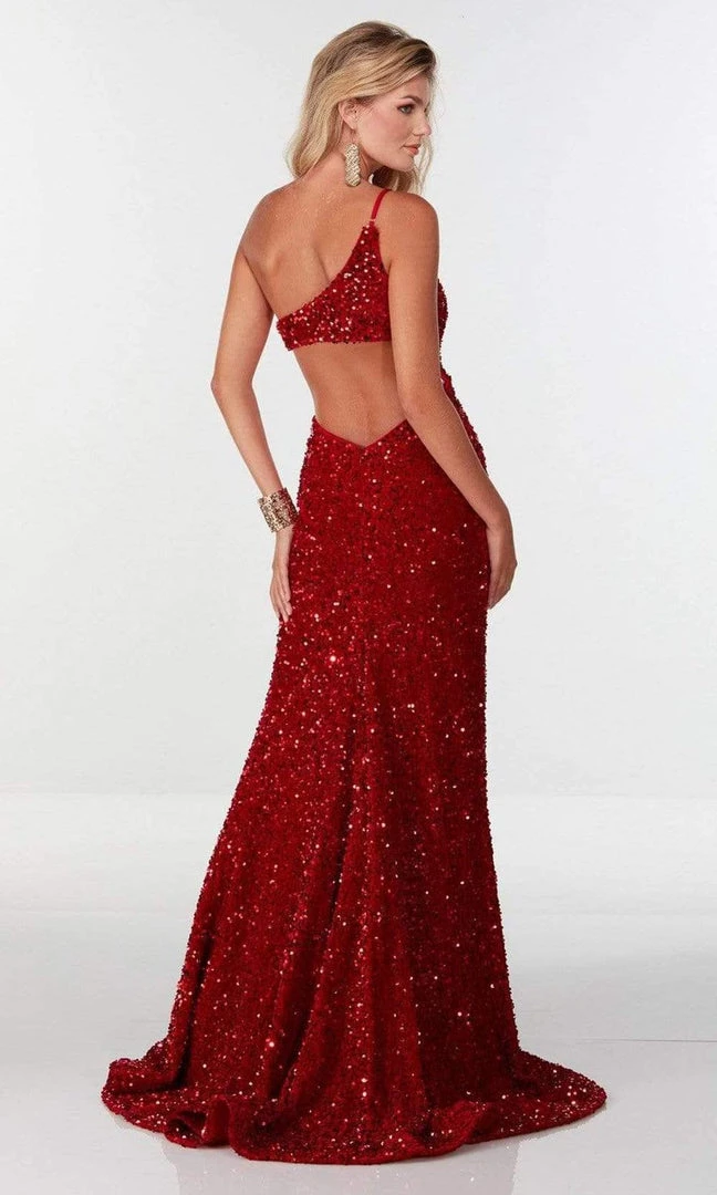 Alyce Paris - 61180 Sequined Asymmetric Slit Long Gown 6 Alyce Paris - 61180 Sequined Asymmetric Slit Long Gown