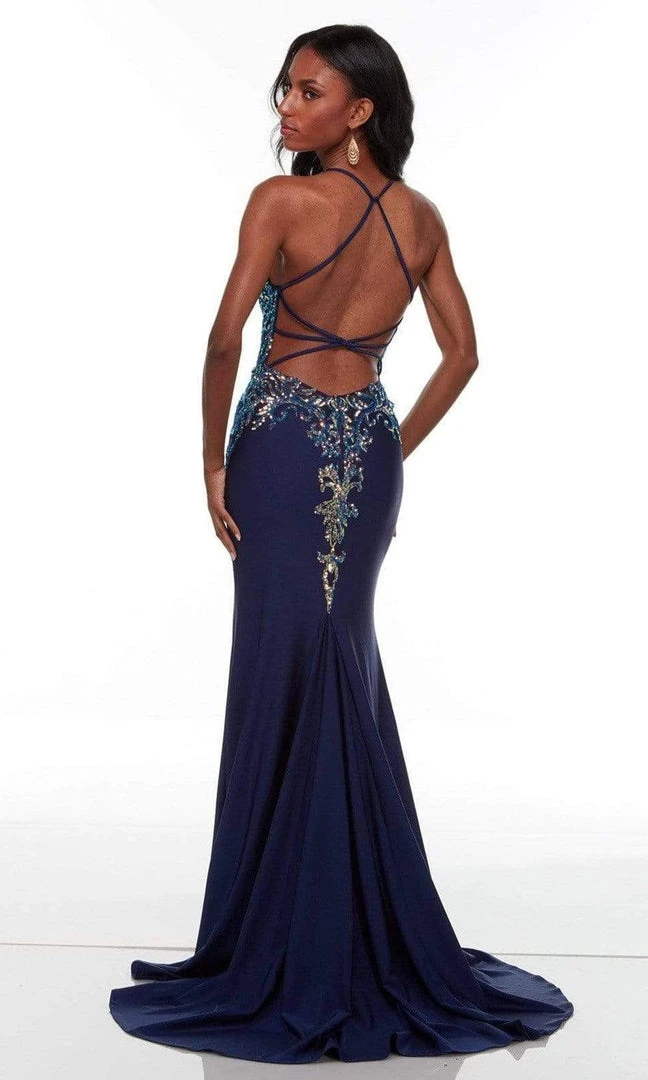 Alyce Paris - 61190 Plunging V-Neck High Slit Dress 12 Alyce Paris - 61190 Plunging V-Neck High Slit Dress