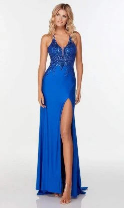 Alyce Paris - 61190 Plunging V-Neck High Slit Dress 17 Alyce Paris - 61190 Plunging V-Neck High Slit Dress
