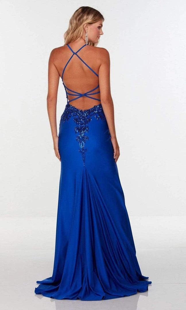 Alyce Paris - 61190 Plunging V-Neck High Slit Dress 9 Alyce Paris - 61190 Plunging V-Neck High Slit Dress