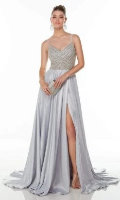 Alyce Paris - 61196 Chevron Motif High Slit Gown