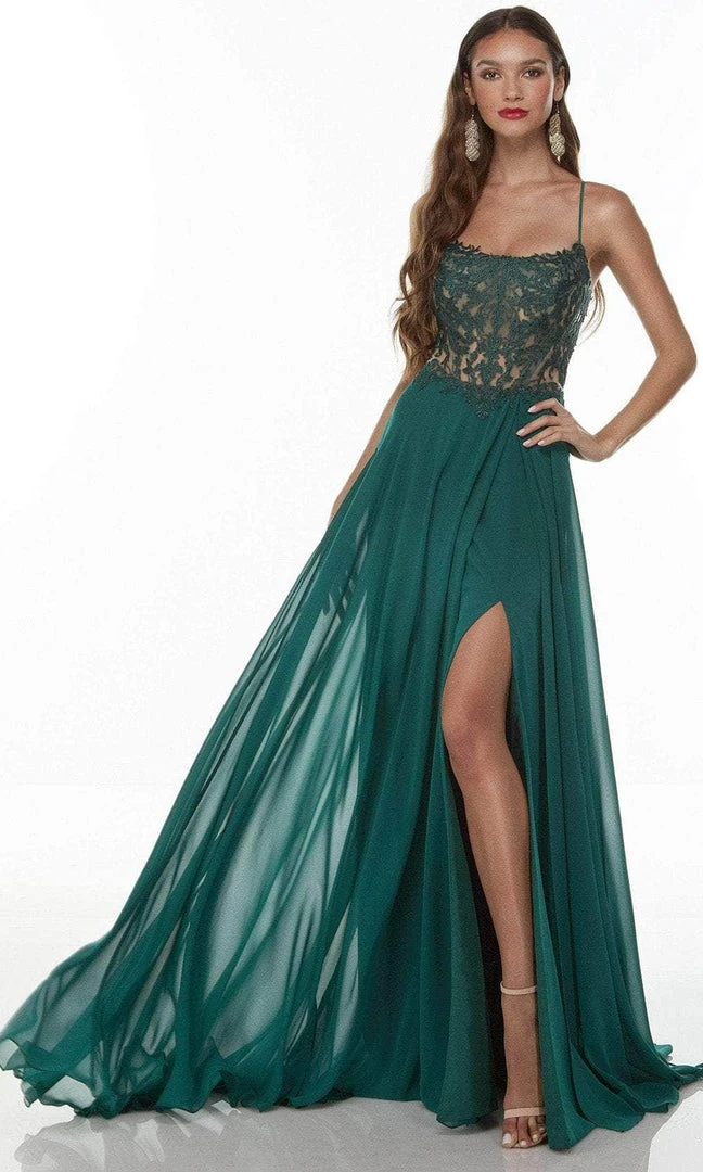 Alyce Paris 61198 - Scoop Neck High Slit Prom Gown 5 Alyce Paris 61198 - Scoop Neck High Slit Prom Gown