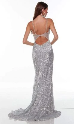 Alyce Paris - 61228 Shiny Plunging Sheath Long Gown