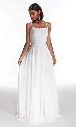 Alyce Paris - 7018 Spaghetti Strap Lace Bodice A-Line Bridal Gown